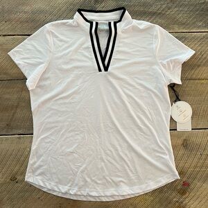 Tail White Label Golf Polo Womens Large Chalk White NEW UPF 50 Mock Neck‎ GH8237